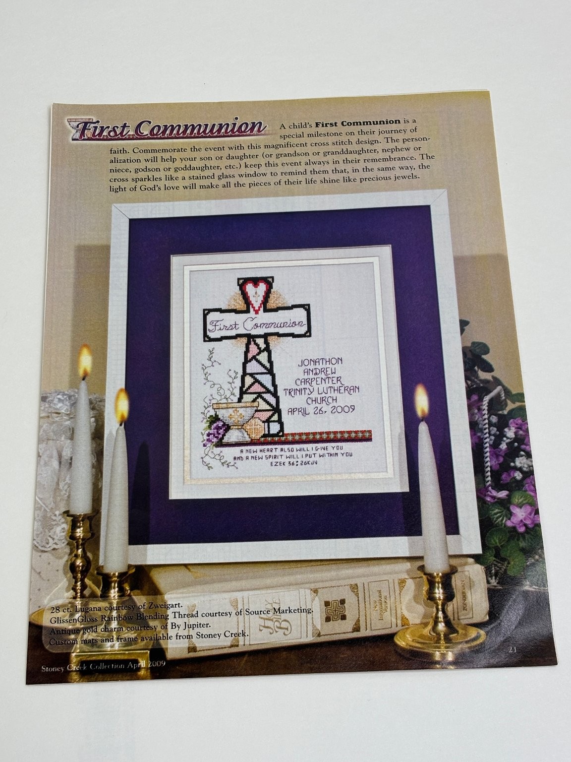 First Communion Record Cross Stitch Pattern Religious Magazine Pages
