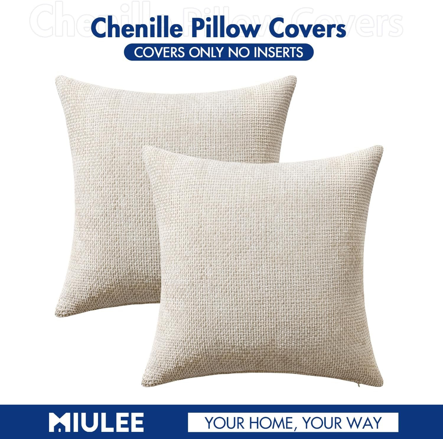 MIULEE Pack of 2 Beige Decorative 20" x (Pack 2),