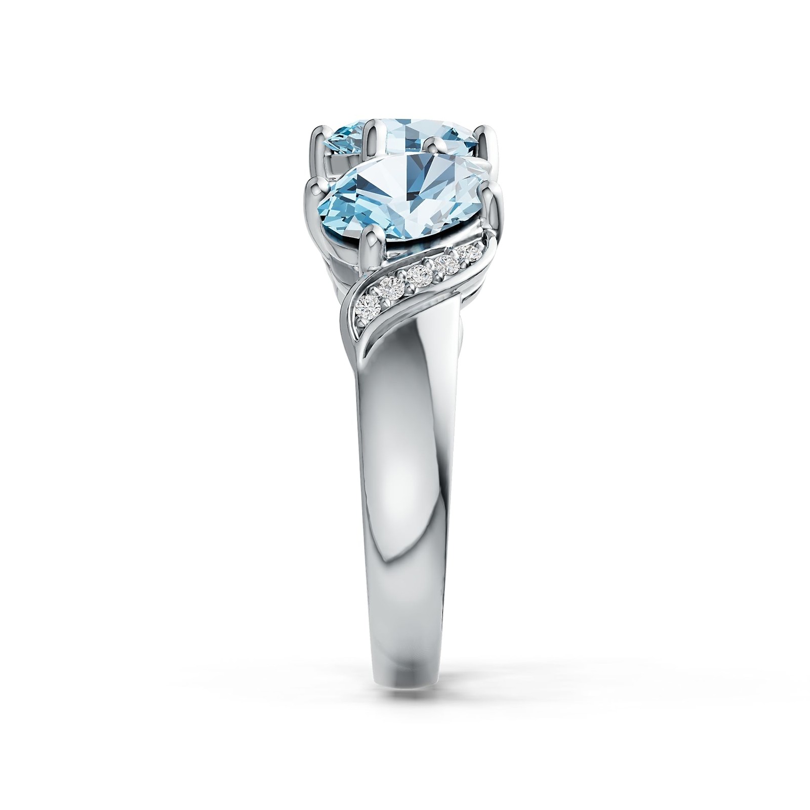 Sterling Silver Semi Mount Ring Setting Oval OV 7X5mm with White Topaz