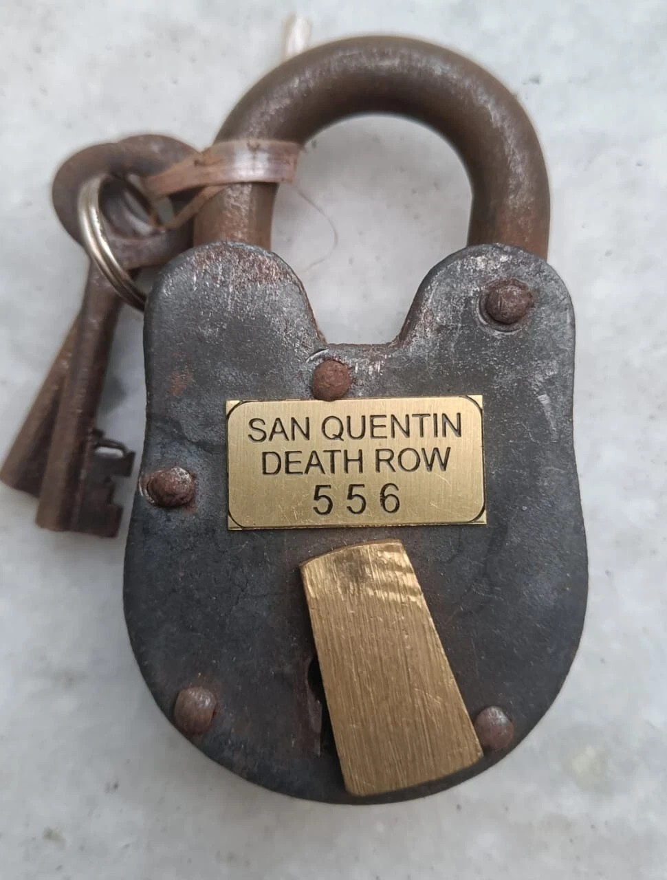 Padlock 4'' San Quentin Death 556 Cast Iron Working Lock & 2 Key Antique