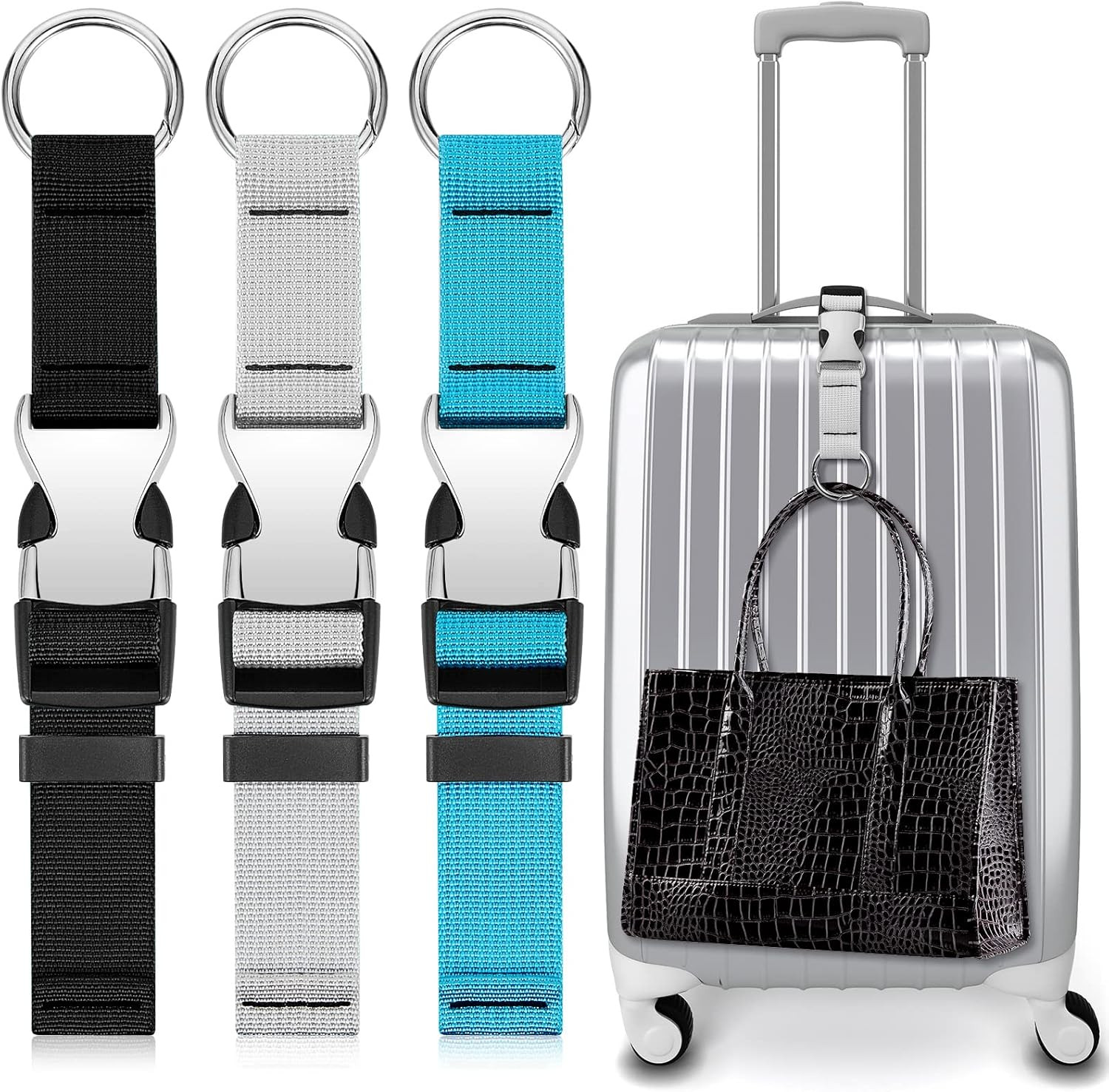 3 Pcs Add a Bag Luggage Straps Gripper Heavy Duty Jacket Valises Strap for Trave