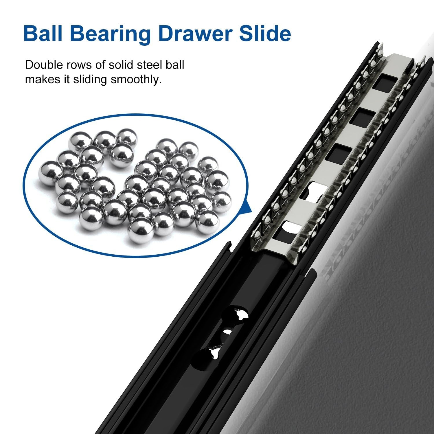 12" Black Heavy Duty Drawer Slide with Lock #D53, Black-electroplated Cold-Ro...