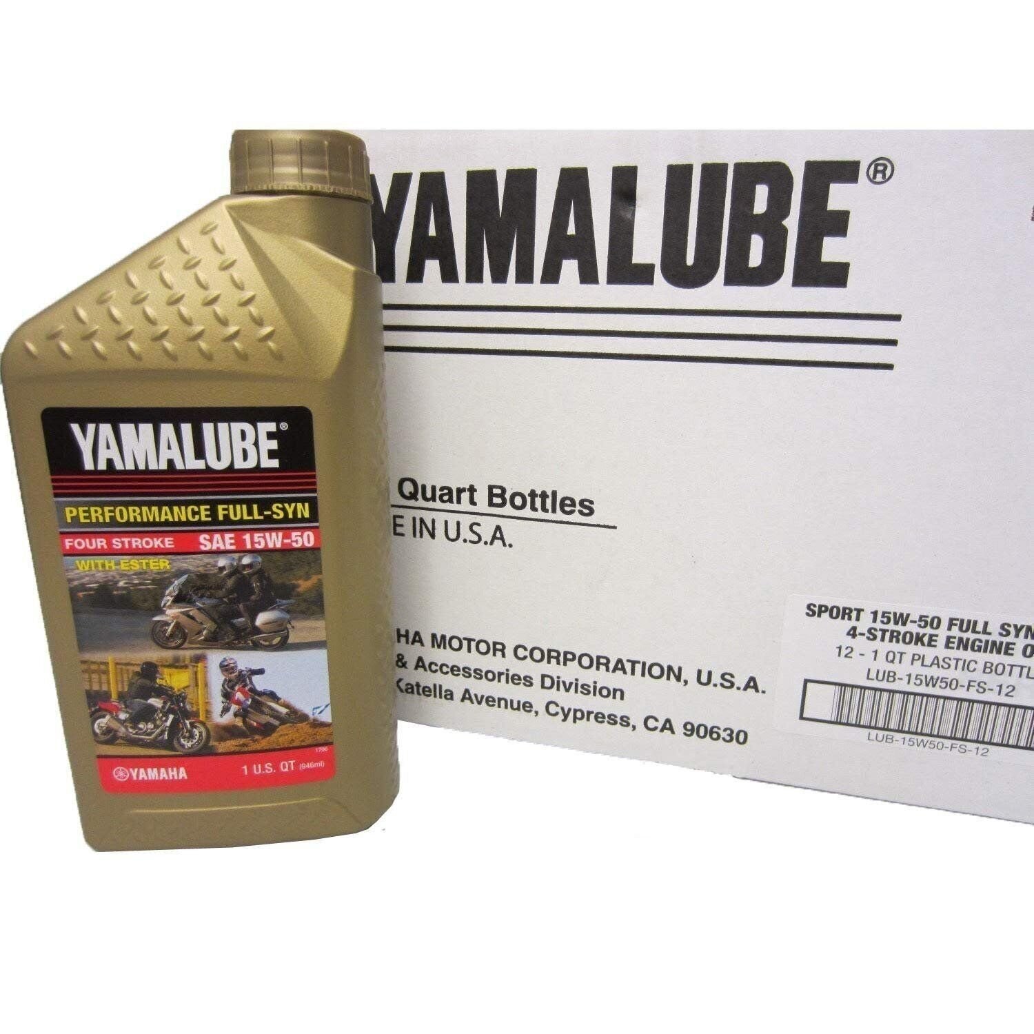 Yamaha LUB-15W50-FS-12 Yamalube 15W50 Full Synthetic Oil Quart; LUB15W50FS12...