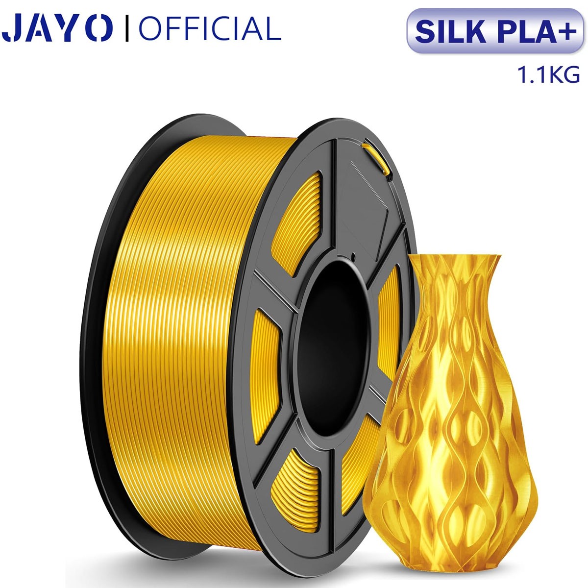 JAYO Gold Silk PLA+ 1.75mm 1.1KG 3D Printer Filament Shiny Metallic Neatly Wound