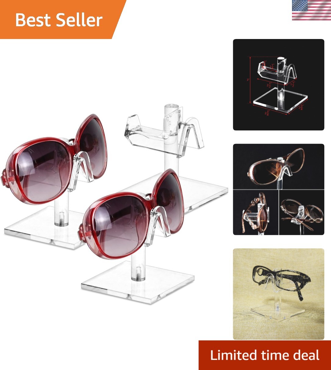 3-Piece Acrylic Eyewear Display Stand Set