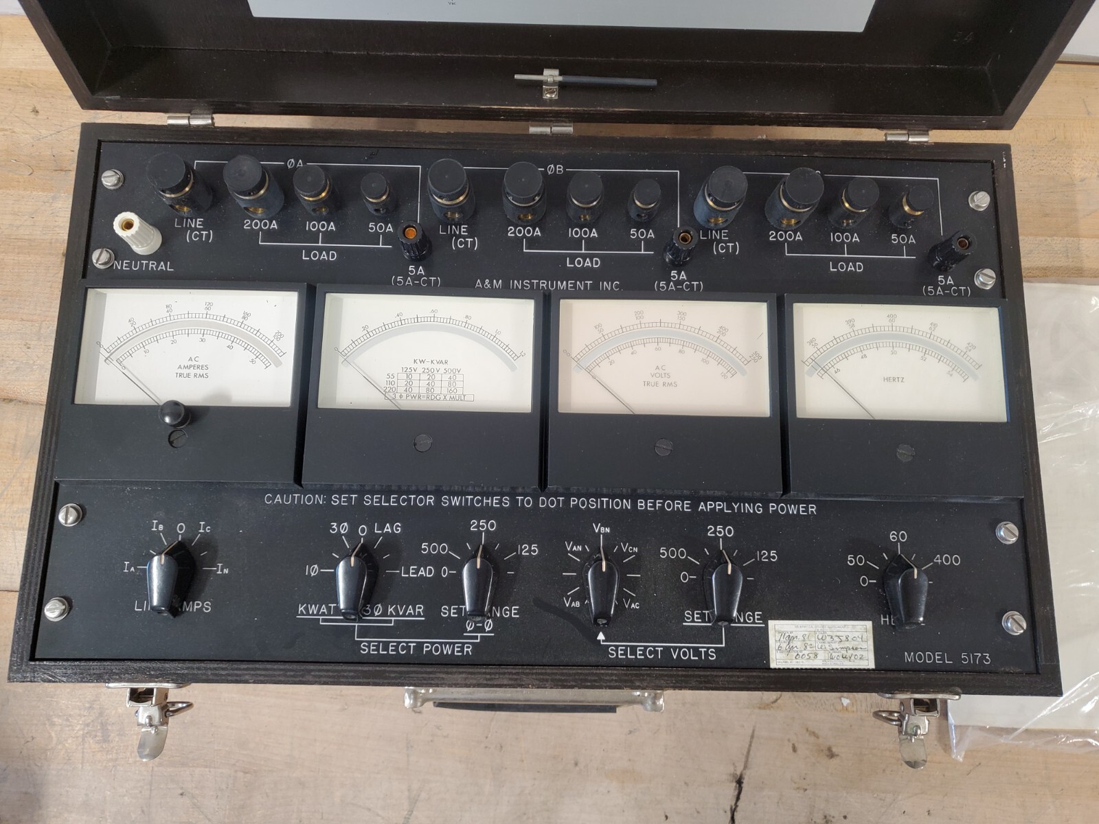 Vintage A&M Instrument Model 5173 Electrical Power Test Set With Manuals