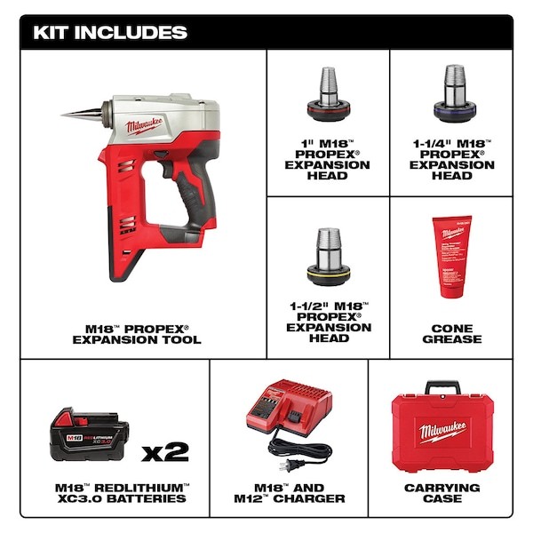 Milwaukee Tool 2632-22Xc M18 Propex Expansion Tool Kit