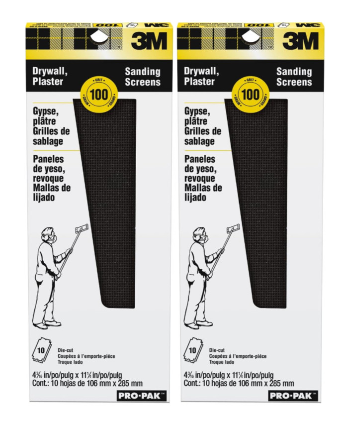 3M 99440 Pro-Pak Drywall Sanding Screens 100-Grit 10 Piece 2 Pack