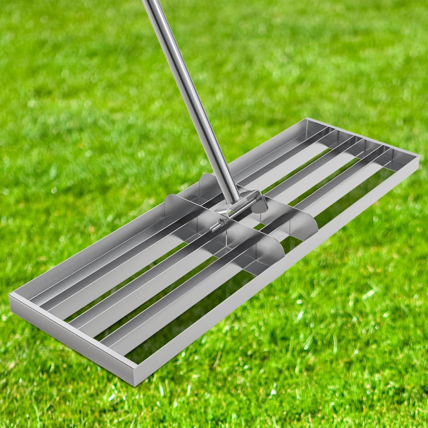 48" Heavy-Duty Lawn Leveling Rake with Adjustable Stainless Steel Handle