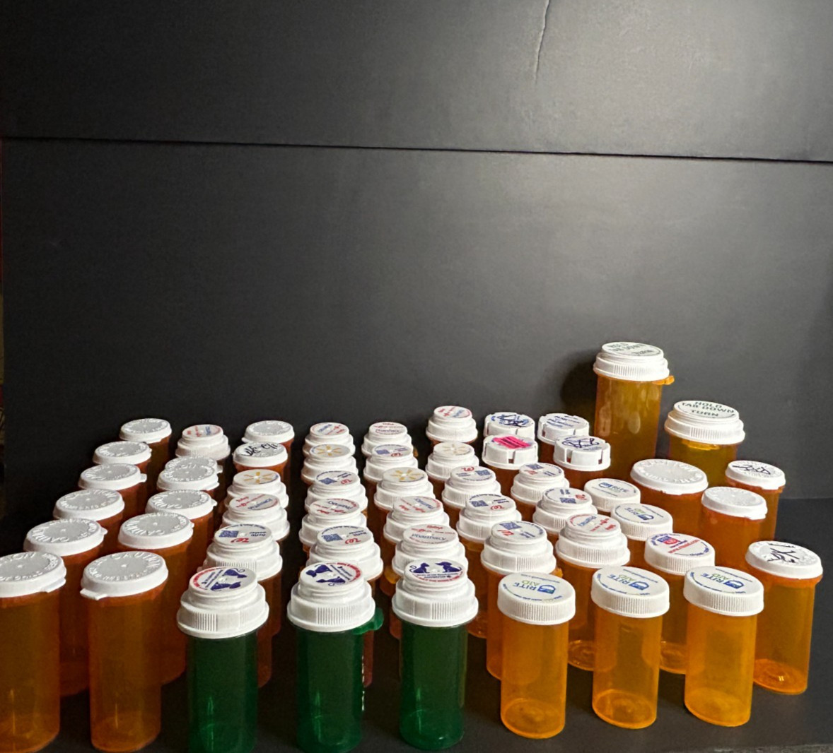 Lot of 63 Empty Plastic RX Pill Prescription Medicine Bottles - Crafts, Storage