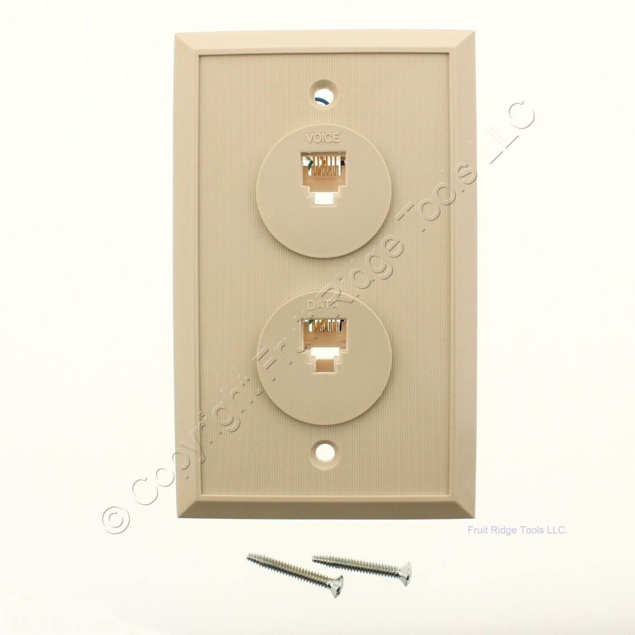 Allen LR64626 Tel Products Ivory 2 Port Telephone Wall Plate Jack Mount