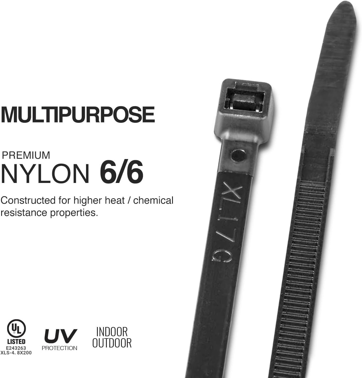 Multi-Purpose 8 Inch UV Resistant Cable Ties - 100 Count, Ideal for Outdoor Use
