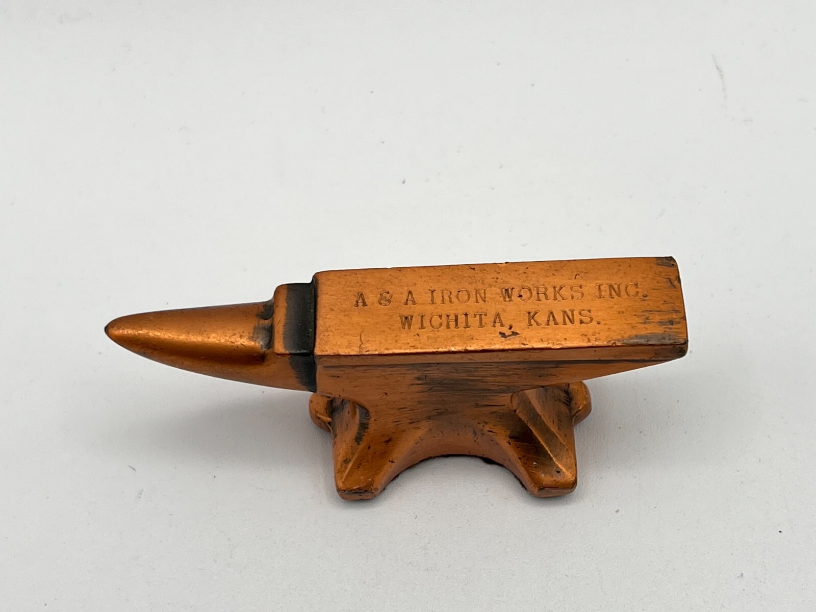 Vintage A & A Iron Works Inc. Wichita, Kansas Mini Advertising Anvil Paperweight