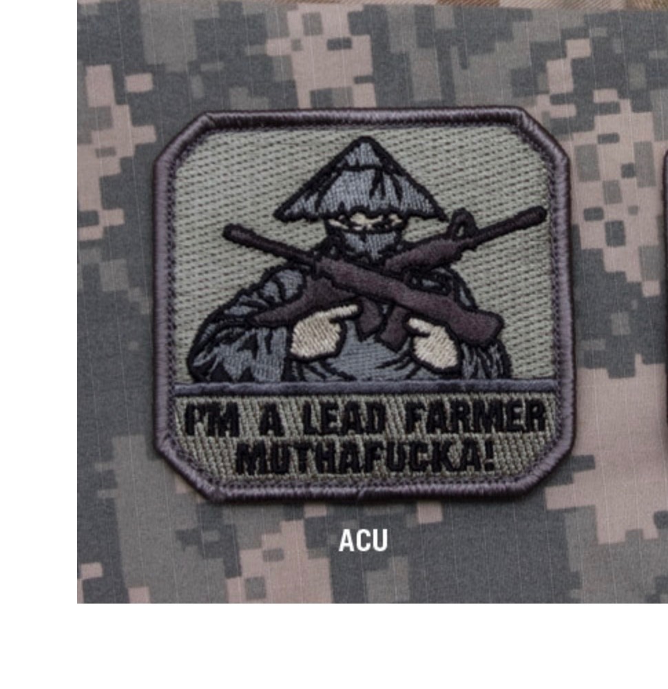 NYLON Morale Patch - Milspec Monkey MSM - LEAD FARMER MF - ACU color - NEW