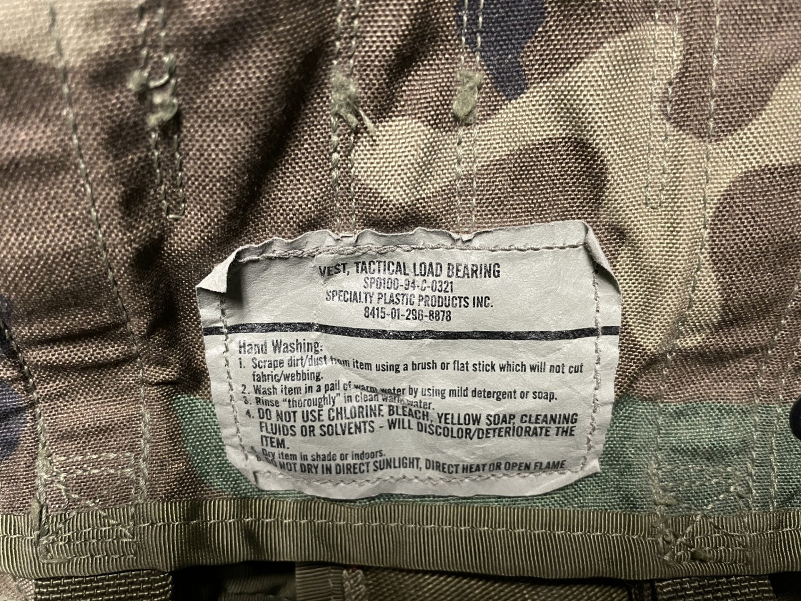 USGI Military Tactical LOAD BEARING VEST LBV Woodland Camo Vietnam Era VGC