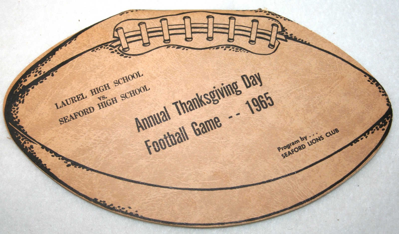 1965 Thanksgiving LAUREL & SEAFORD High School Football Game Program DELAWARE