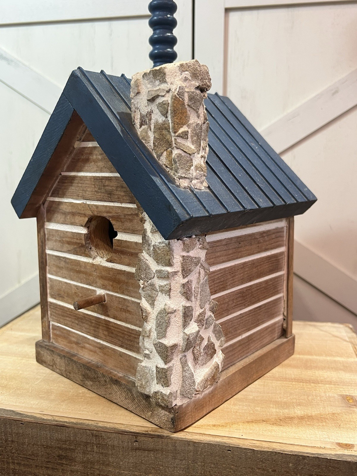 Rustic Wooden Birdhouse Table Lamp | Vintage Farmhouse Accent Light Made In USA