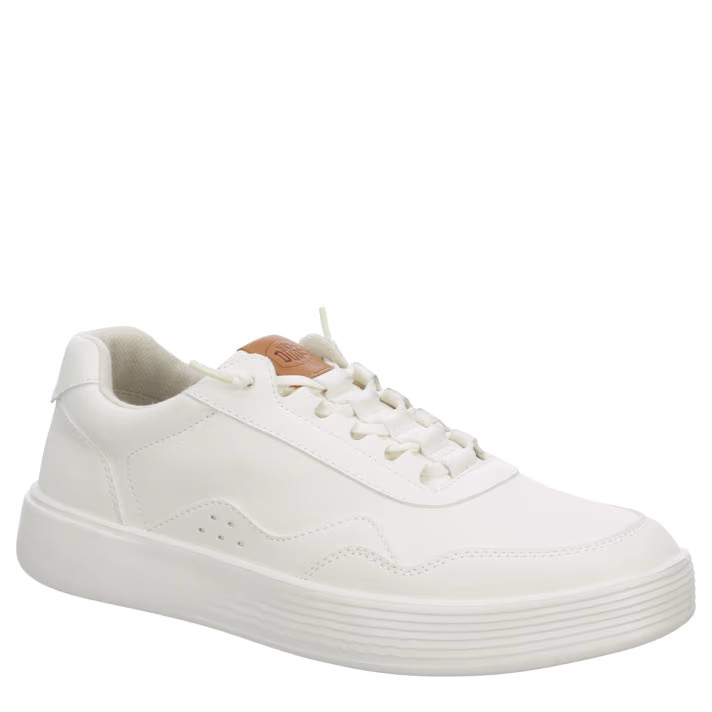 HEYDUDE MENS HUDSON CLASSIC SUPER LIGHTWEIGHT ALL WHITE SNEAKER