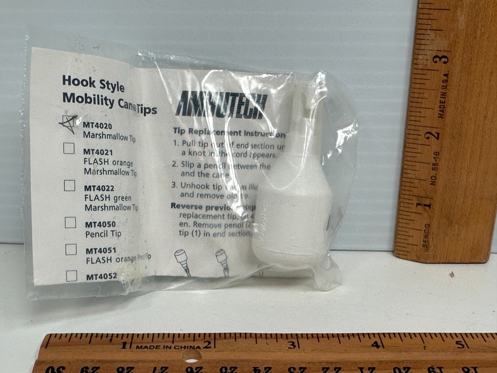AMBUTECH MT4020 CANE TIP hook marshmallow tip WHITE NEW