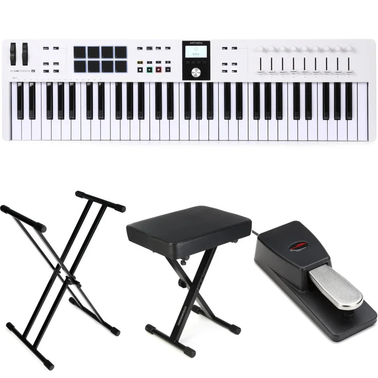Arturia KeyLab Essential mk3 61-key Keyboard Controller Essential Bundle - White