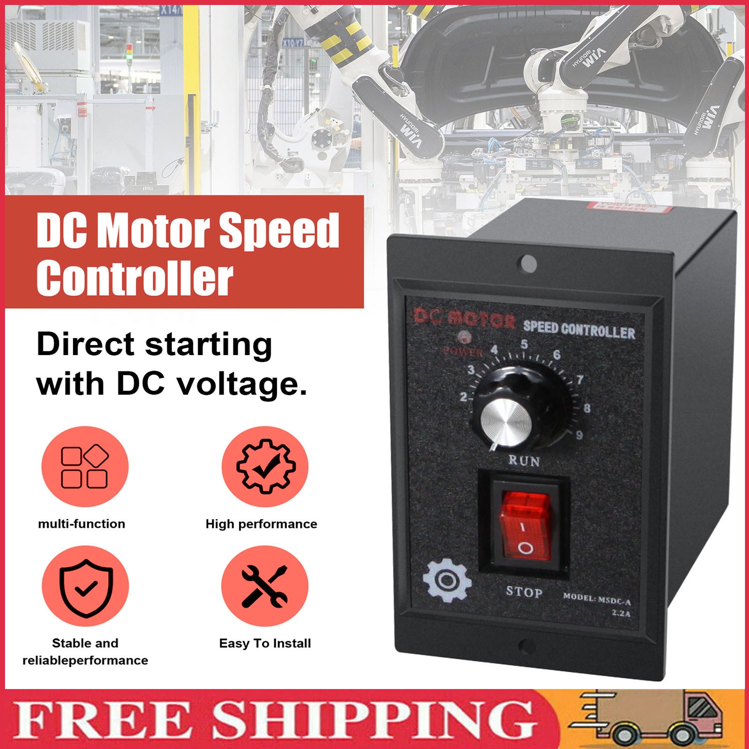 (500W)110VAC In 90V DC Output DC Motor Speed Controller Switch Forward Reverse