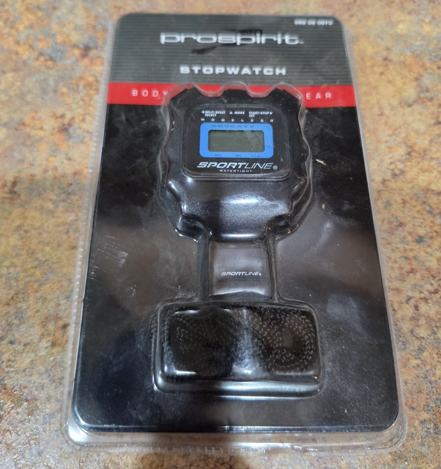 Sportline 220 Black/Blue Stopwatch Alarm Timer Water Resistant w/ Lanyard