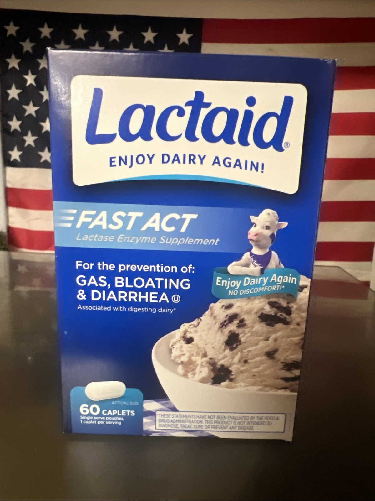 Lactaid Fast Act Lactase Enzyme Supplement 60 Caplets Exp 7/27