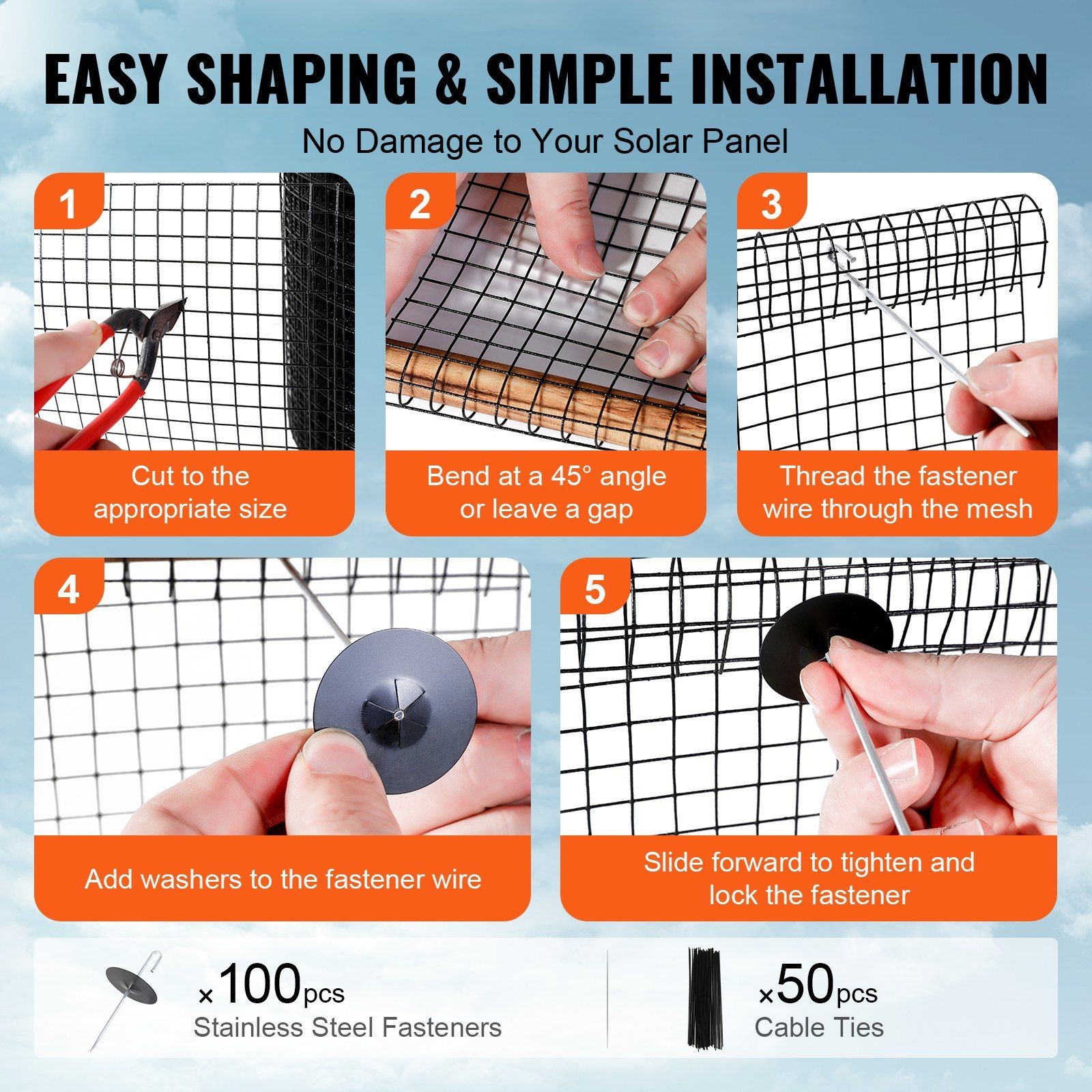 Compact Roll Solar Animal Deterrent 8in x 100ft 1/2in Diamond Grid