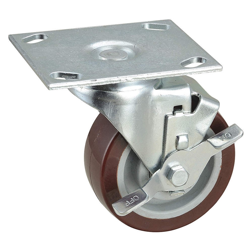 GRAINGER APPROVED 33J041 PlateCaster,Swivel,Polyurethane,5 3/16"H 33J041