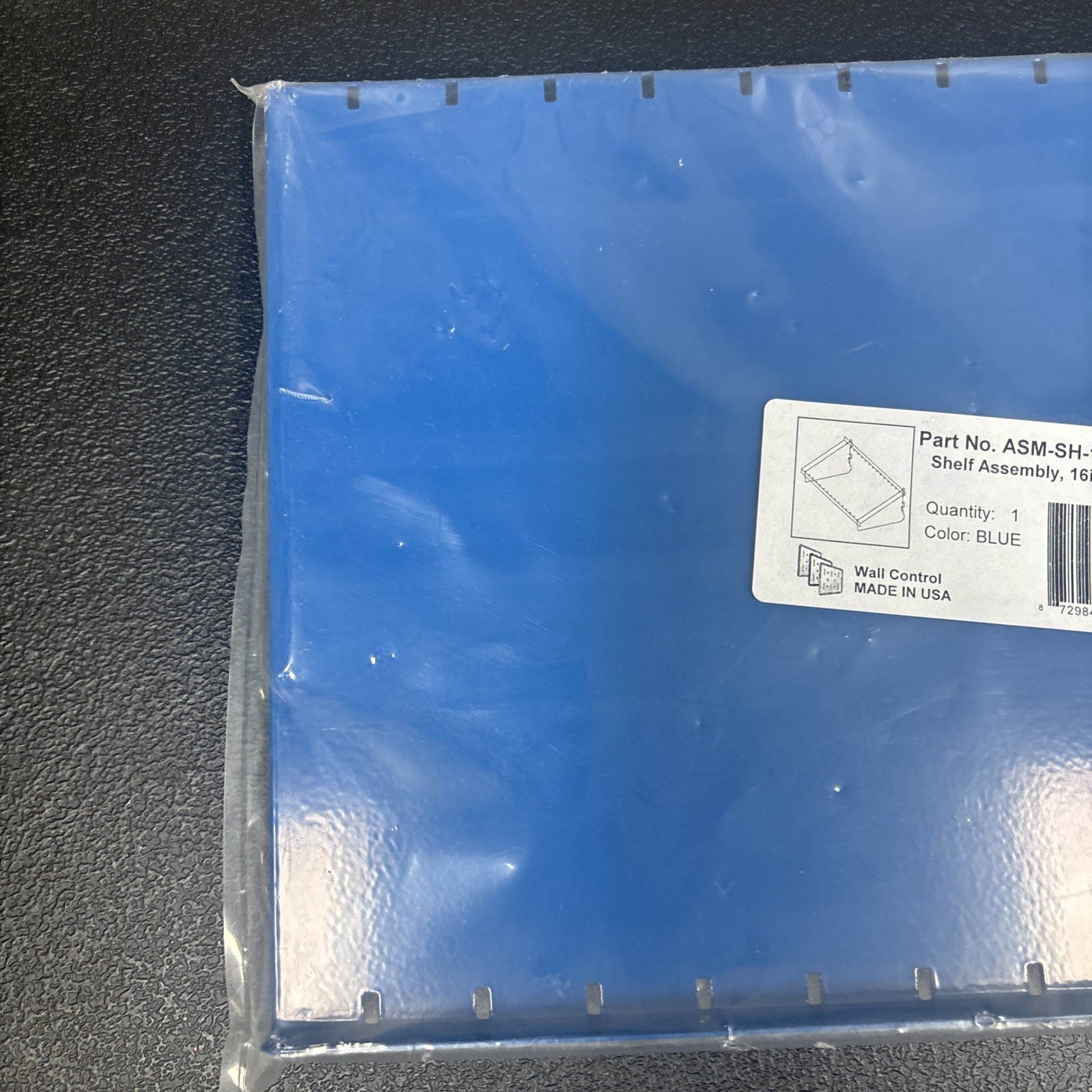 Wall Control Shelf Assembly Blue Finish Deep Pegboard 16" x 9" ASM-SH-1609