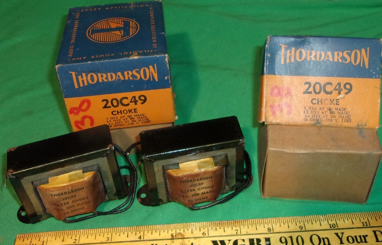 (2) NOS THORDARSON Choke 20C49 (58 ohms, 2700V Test, 5 Hy) Audio/Amp/Hi Fi Radio