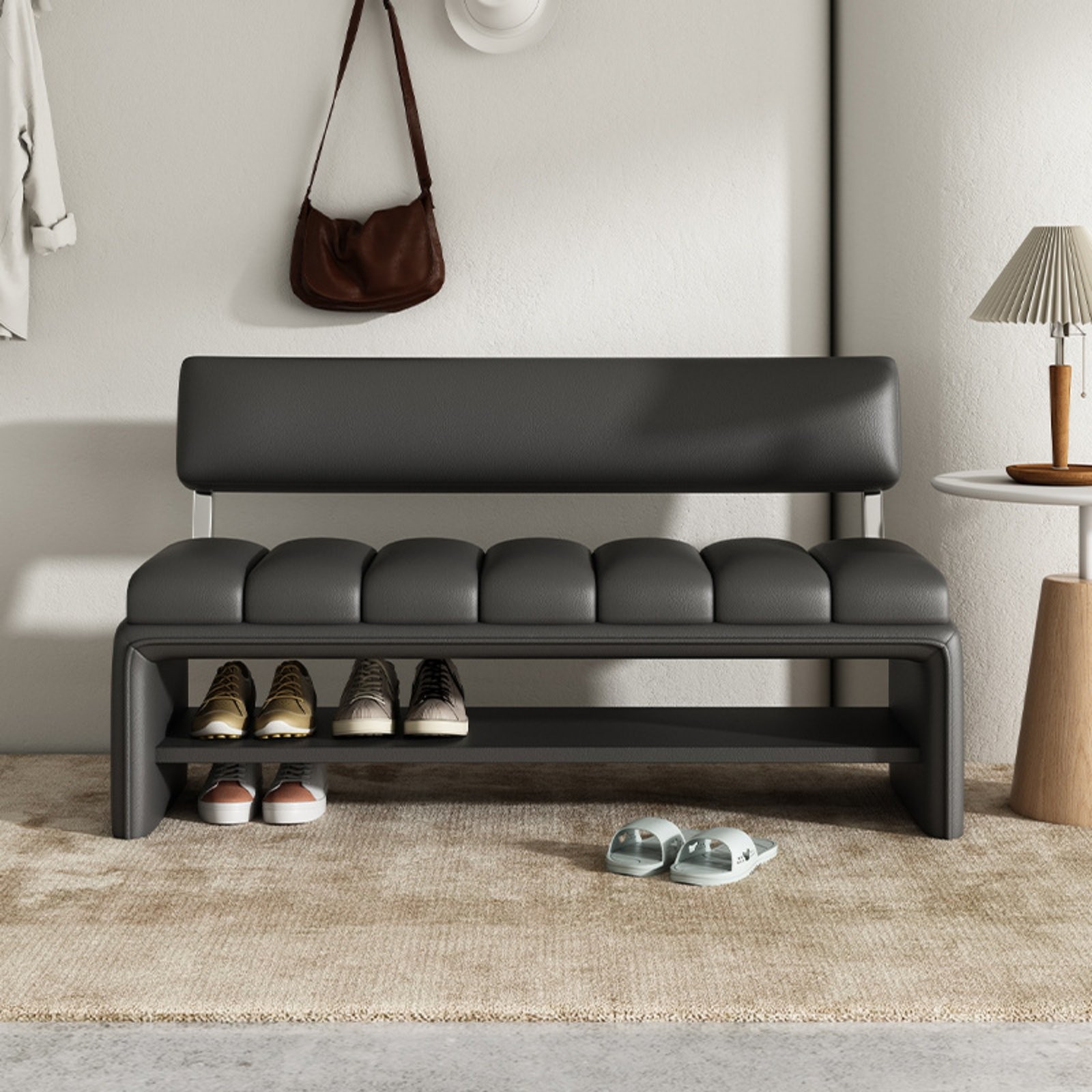 Shoe Changing Bench Multi-Functional Entryway Shoe Bench Comfortable Padded