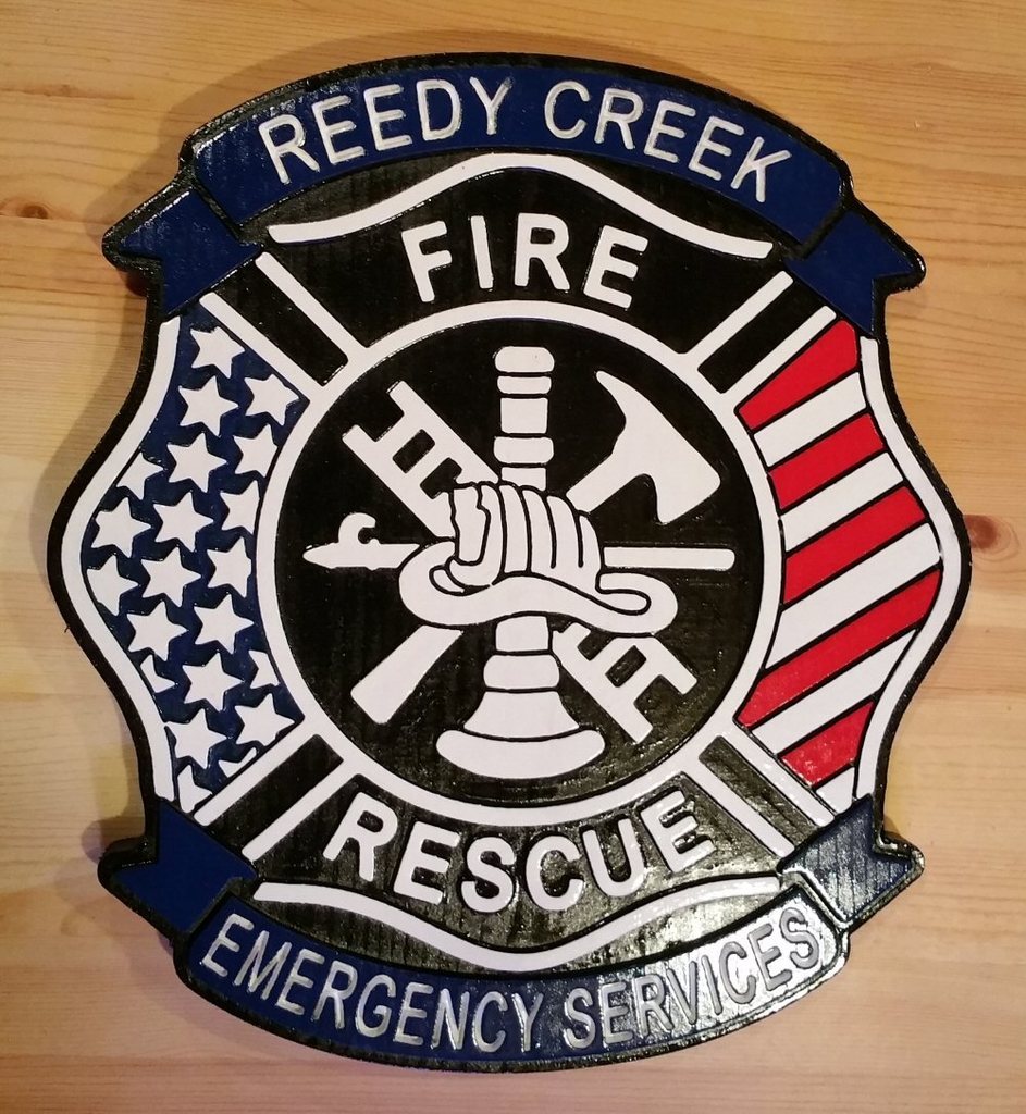 Fire Department Reedy Creek 3D routed plaque wood patch sign Custom