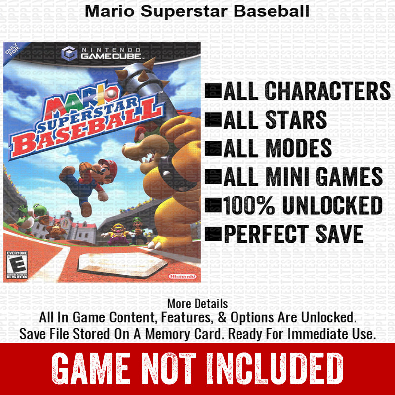 Mario Superstar Baseball 100% Nintendo GameCube Memory Card Save CHEATS