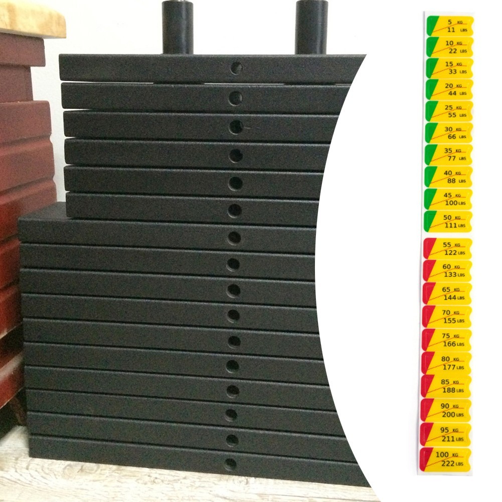 Gym Weight Markers Traceless Removal Various Weight Values PP Material Stickers