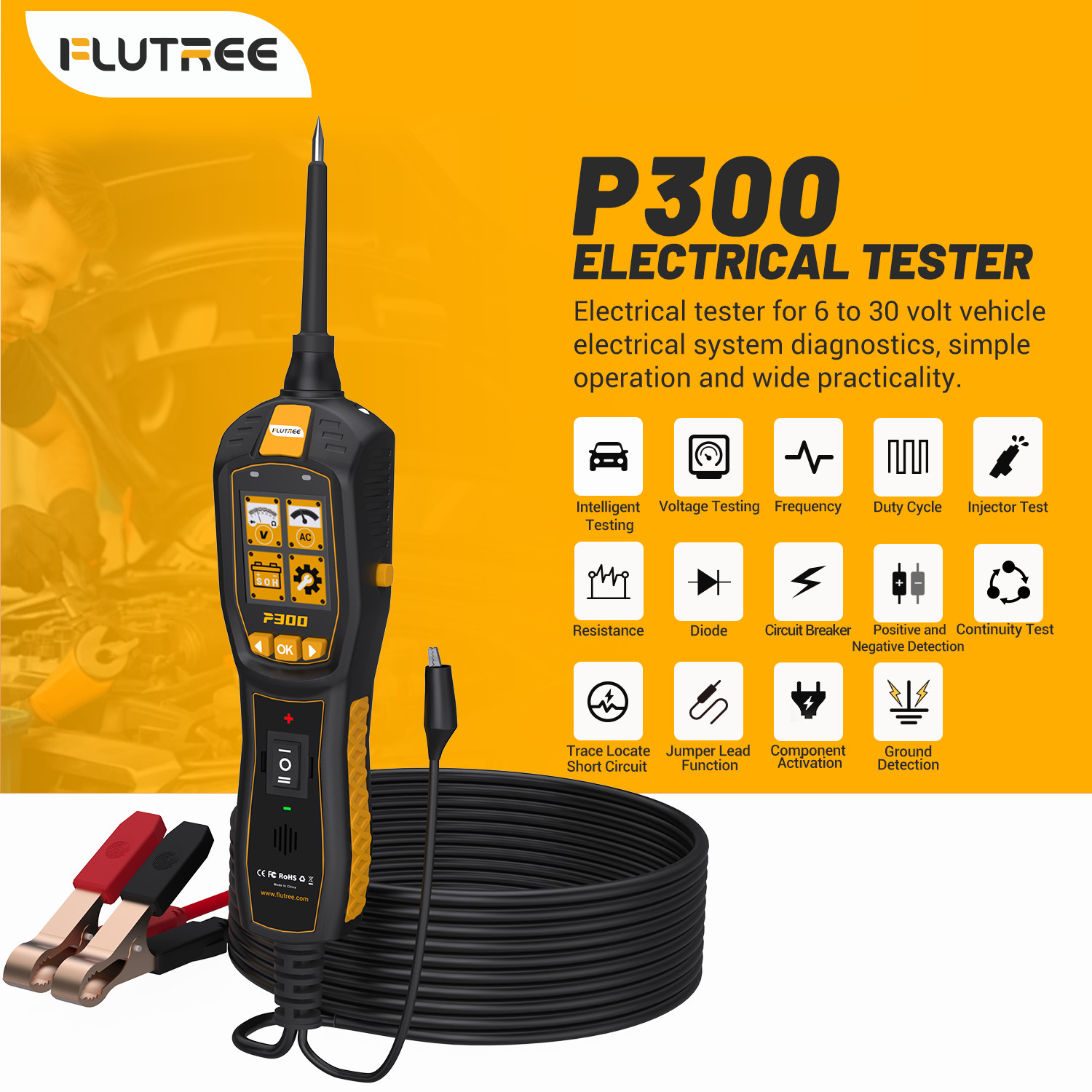 Topdiag P300 Car Circuit Tester 6-30V Automotive Power Probe Fuel Inject Finder