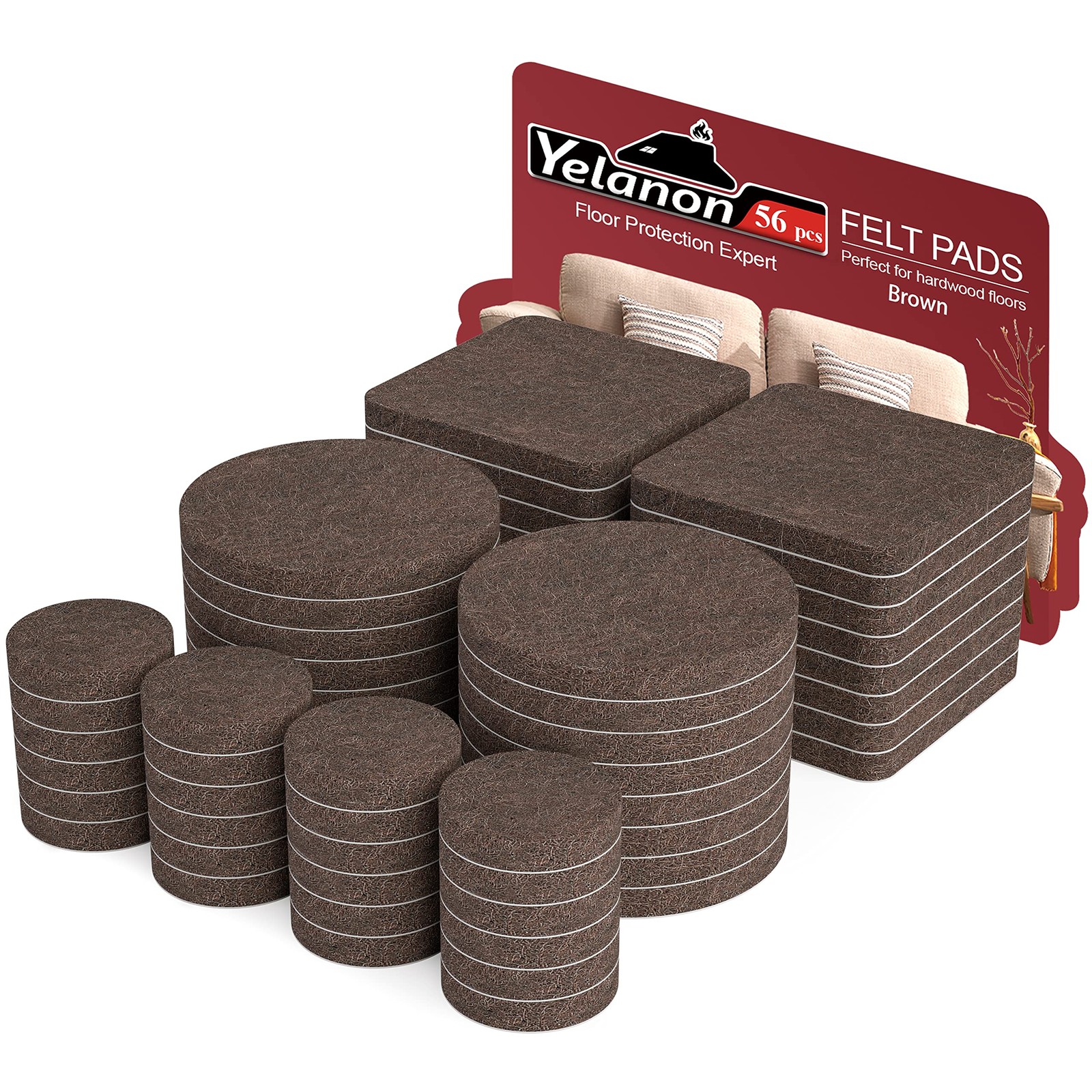 Felt Furniture Pads -56 Pcs(1+2)” Furniture Pads Hardwoods Floors Self Adhesive,