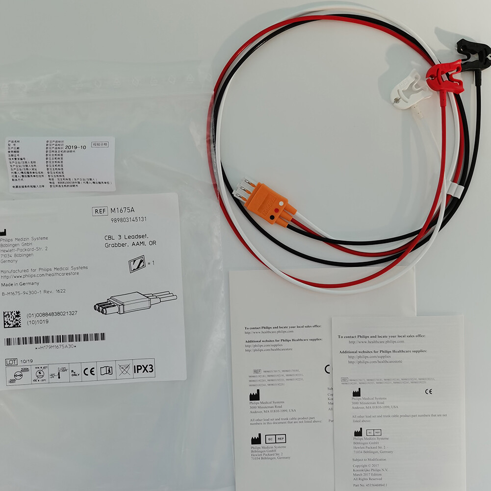 For PHILIPS CBL 3 Leadset, Grabber, AAMI, OR. REF M1675A or 989803145131