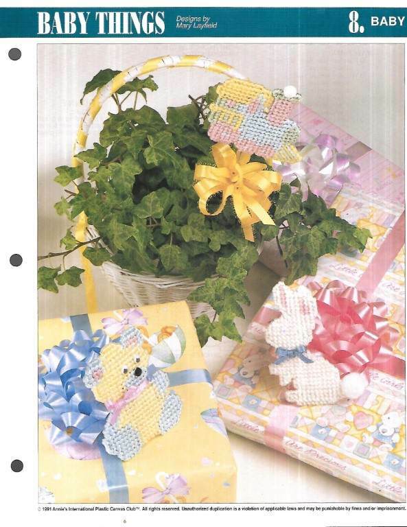 LOT/7 PLASTIC CANVAS LEAFLETS BABY PROJECTS