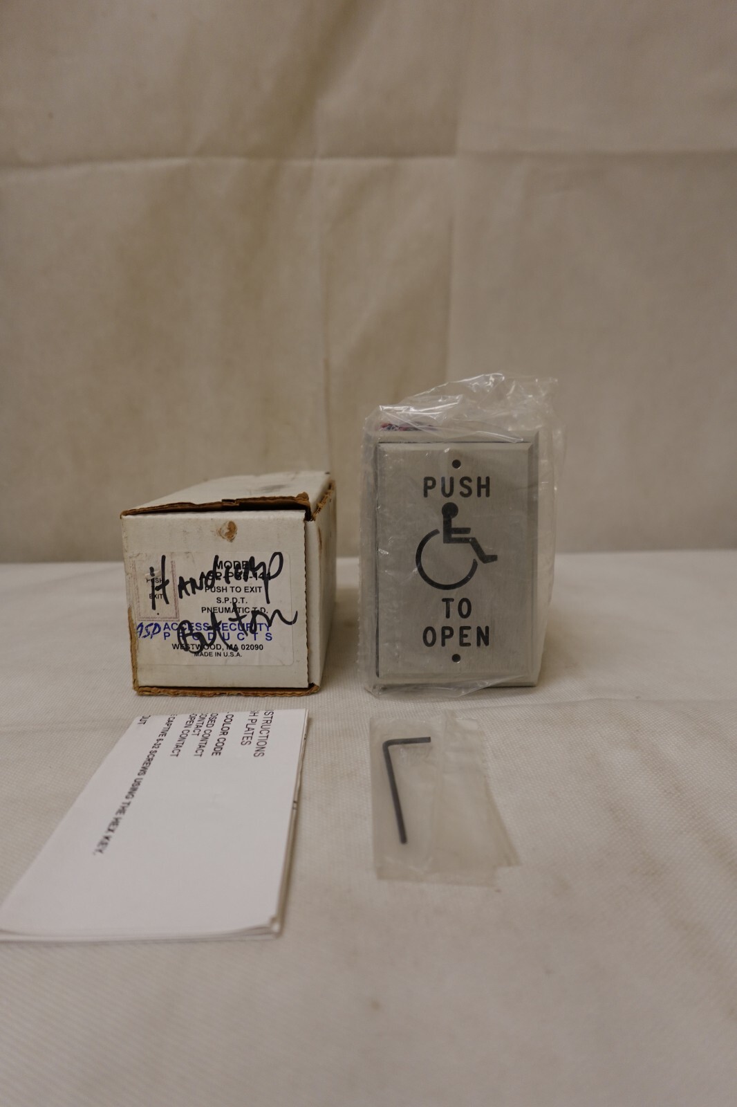 ASP - Pneumatic Time Delay - Handicapped "Push To Open " Push Button Switch NOS