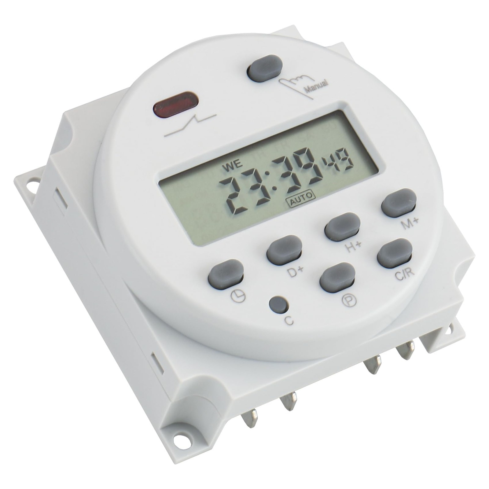 Baomain Time Switch Relay,Digital LCD Programmable Timer,110V AC Timer, White