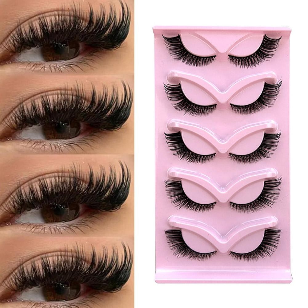 Natural Eyelashes Fake Eyelashes, Transparent Stem,Invisible Fake Mink Eyel X9W8