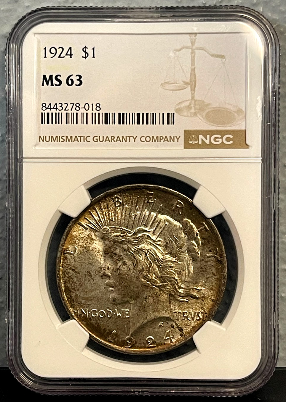 1924-P SILVER Peace Dollar NGC MS63 - Stunning Tone!