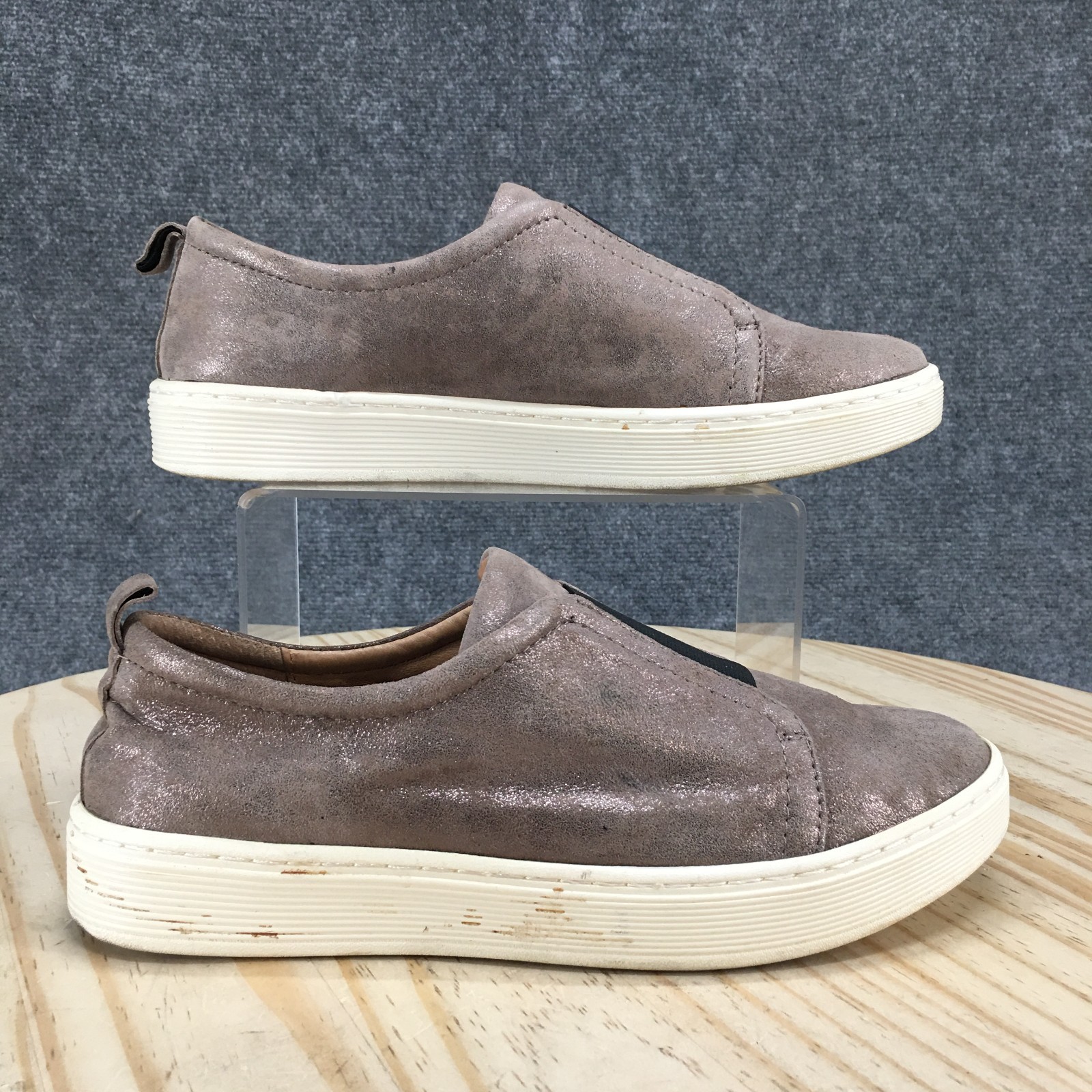 Sofft Shoes Womens 8.5M Safia Slip On Sneakers Beige Leather Round Toe SF0005408