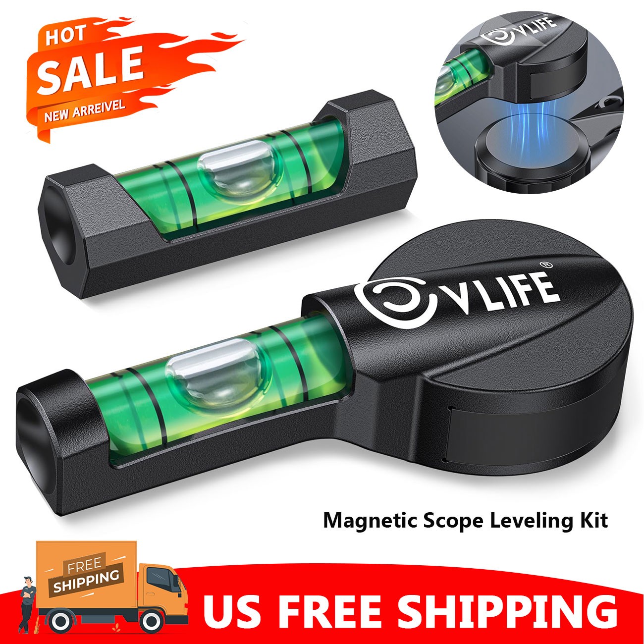 New Upgraded Scope Spirit Bubble Leveling Tool Scope Level Kit w/ Magnetic Bases
