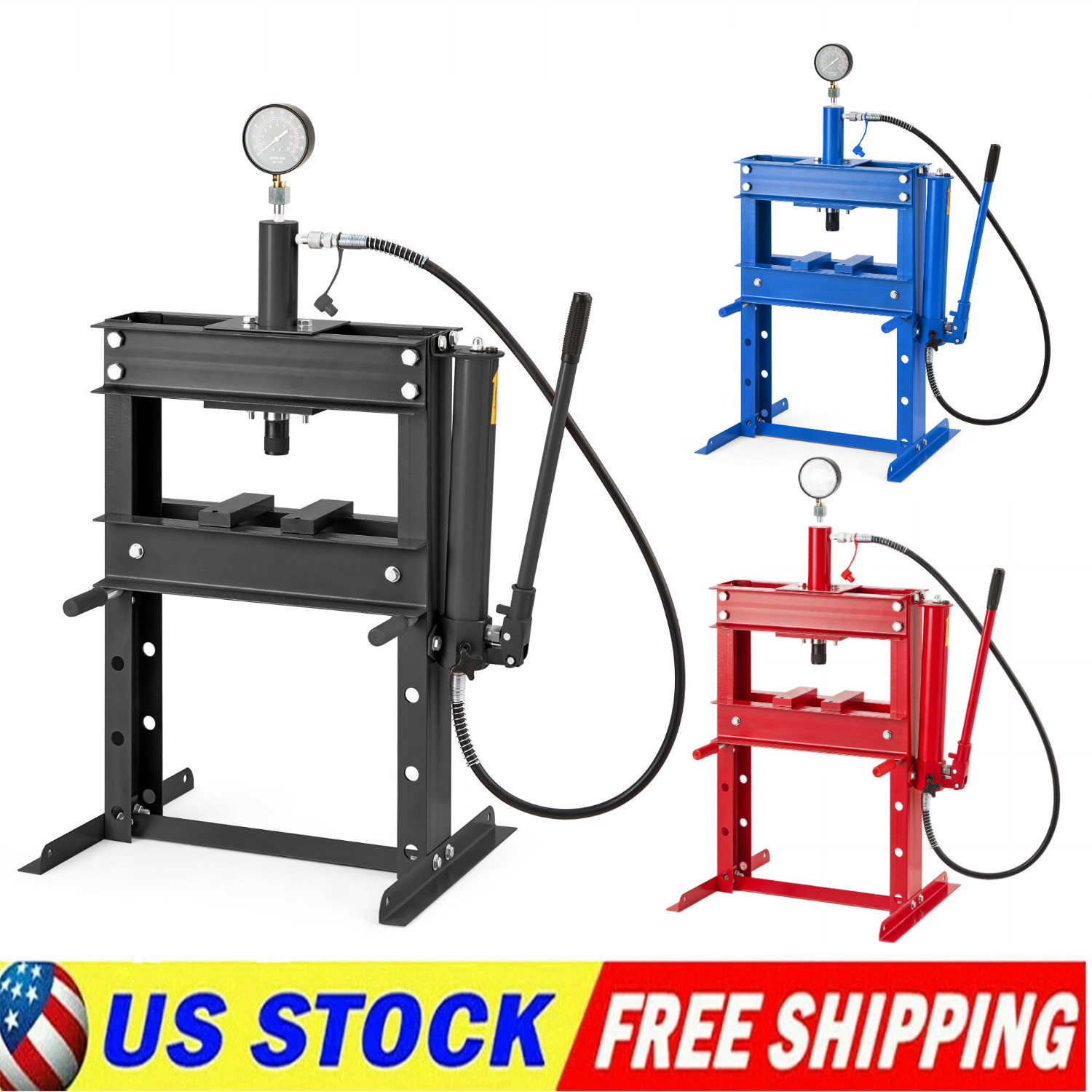 ✨10 Ton Hydraulic Shop Press w/ Press Plates H-Frame Benchtop Press with Gauge
