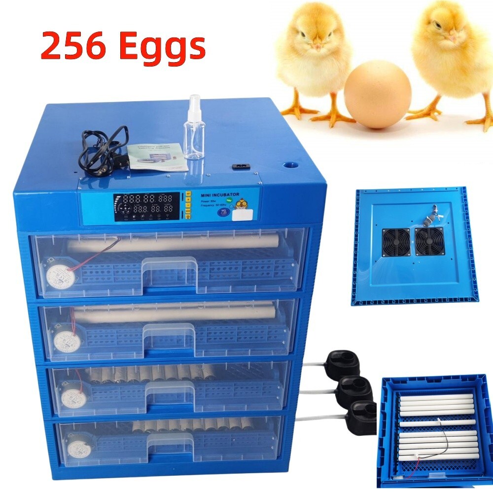 Four Layers 256 Eggs Incubator 110V Automatic Intelligent Poultry Incubator 80W