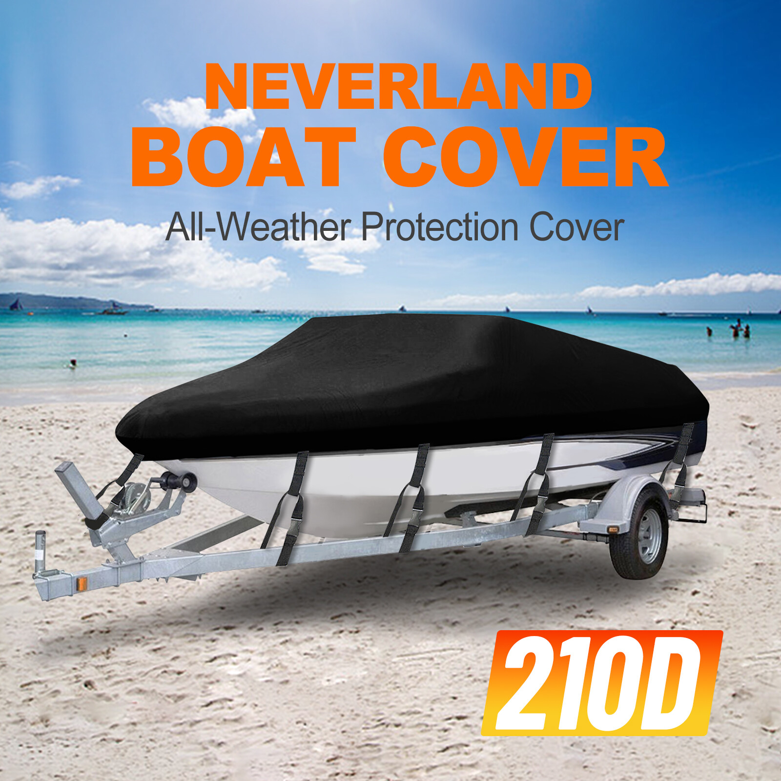 Heavy Duty Waterproof Boat Cover 20-22ft Trailerable Fits V-Hull Runabout Boat