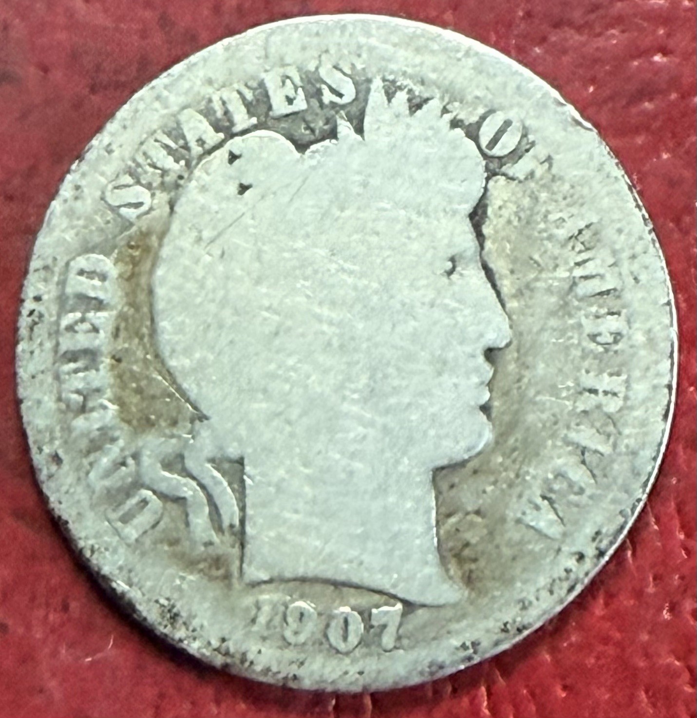 1907-D Barber Dime. Free Shipping