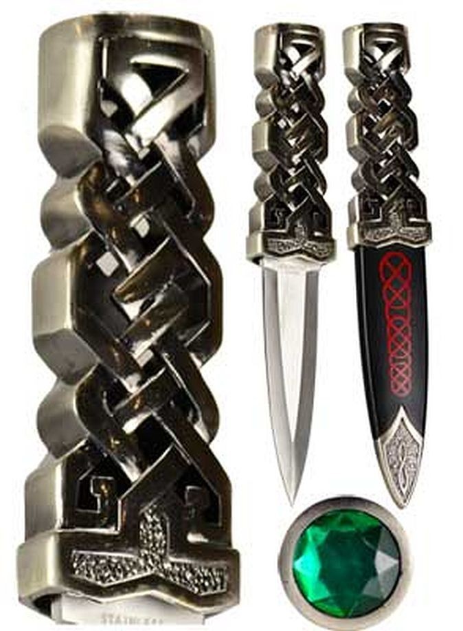 Celtic Knot Green Jeweled Athame Wiccan Pagan Ceremonial Knife Dagger 8.25"